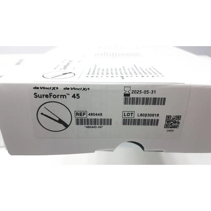 White cardboard box for intuitive da vinci xi stapler 12mm curved-tip sureform 45 surgical instrument lot of 5
