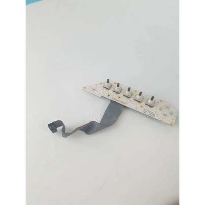 White plastic lp5 sub keyboard 5140514 rev 2 control panel with five black toggle switches and gray ribbon cable bbcb3-4 22523sm