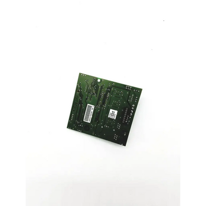Green rectangular lp852c ls board with silver solder points and white barcode label showing back side of board bbcb3-11c 22523sm
