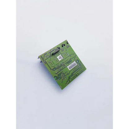 Green rectangular lp852c ls board circuit board with silver soldered components and white label stickers for spacelabs mpc860 cpu