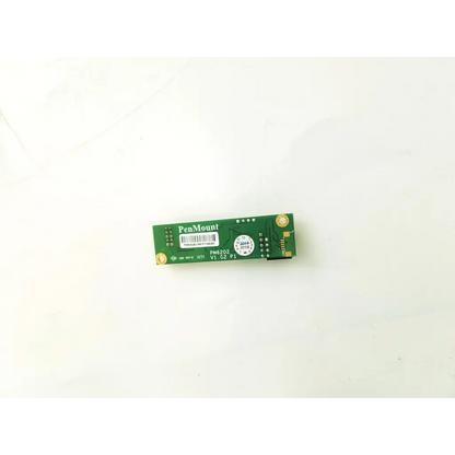 Green lumenis penmount pm6202 m.2 ssd drive with gold contacts and white labeling on circuit board surface