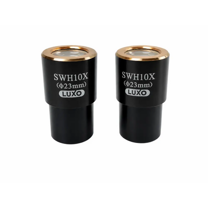 Black luxo swh10x microscope eyepieces with gold rims biomed certified medical equipment lot of 2
