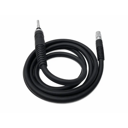 Black coiled luxtec surgical light cable with metallic straight instrument tip biomed certified for medical use