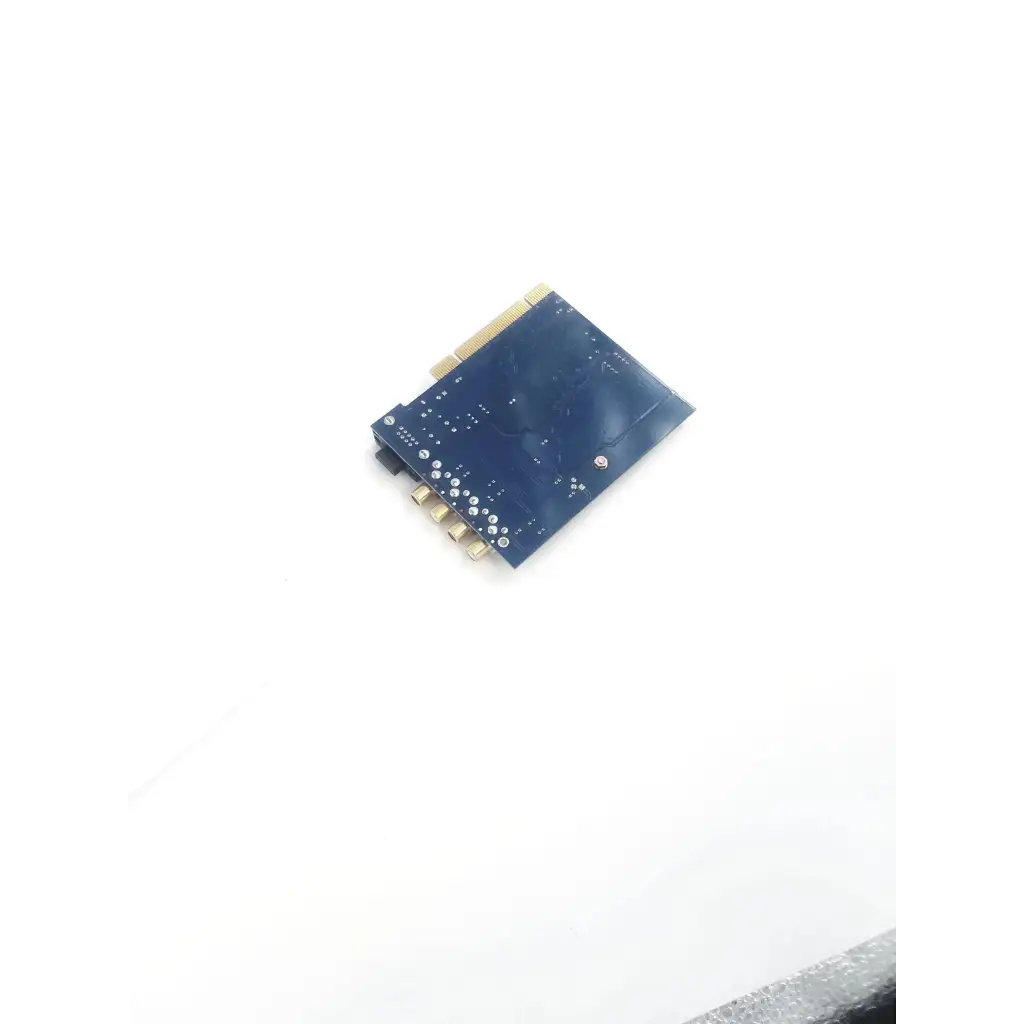 Blue rectangular m-audio audiophile 2496 pci internal sound card with gold connectors and detailed circuitry