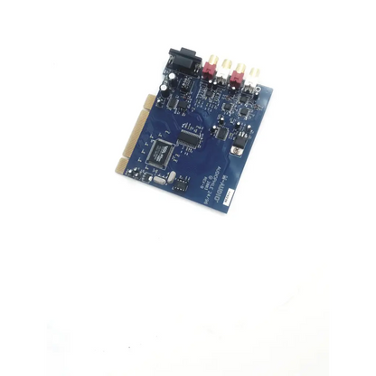 Blue m-audio audiophile 2496 pci internal sound card with gold-plated connectors and red rca jacks