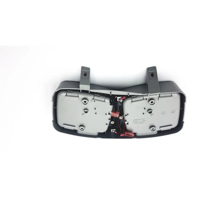 Gray plastic rearview mirror housing with internal wiring and mounting brackets shown from the back for m3542-41001 paddle tray