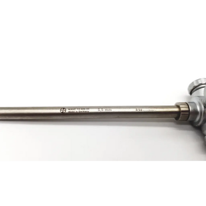 A sleek metallic 5.5mm mahe 13.000.05 medical instrument with engraved model and origin markings