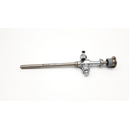 Silver mahe 13.000.05 surgical instrument with long slender metallic shaft and articulated jointed head with multiple ports