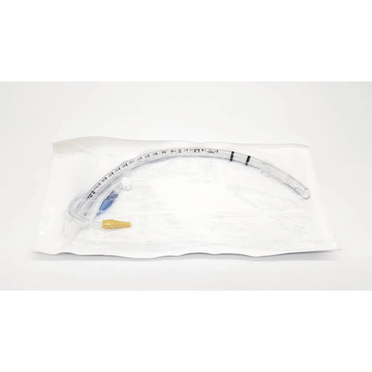 Mallinckrodt tracheal tube cuffed 8.0mm i.d. clear plastic with black markings blue connector and yellow cap
