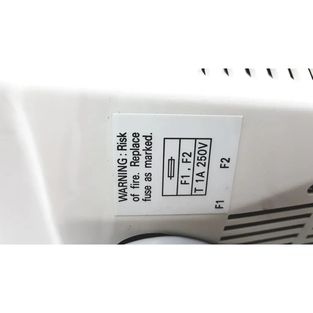 White plastic marco cp-690 auto chart projector back with fuse replacement warning label for f1 and f2 1a 250v