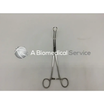 Stainless steel marina medical mccall clamp with curved looped tips and circular finger rings for surgical use