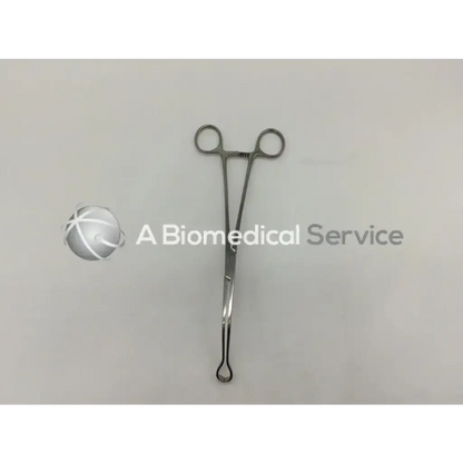 Stainless steel marina medical mccall clamp model 350-252 with rounded handles and looped tip for surgical use