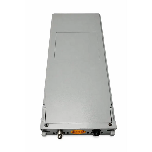 Gray metallic marquette msn ss cap co2 module server rack unit with orange indicator light
