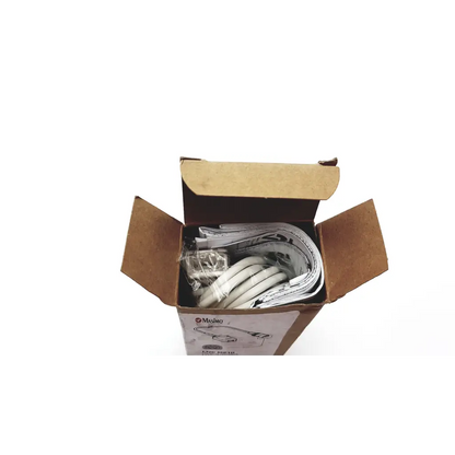 White coiled ethernet cable in cardboard box for masimo lnc mp10 patient monitoring use
