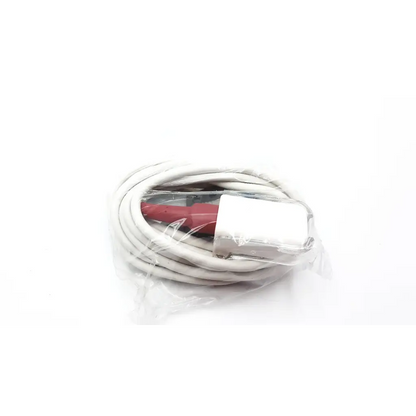 White usb cable with red connector and silver plug wrapped in plastic for masimo lnc mp10 2281 cable use
