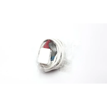 White masimo lnc mp10 charging cable with rectangular connector and red blue silver plugs in clear plastic packaging