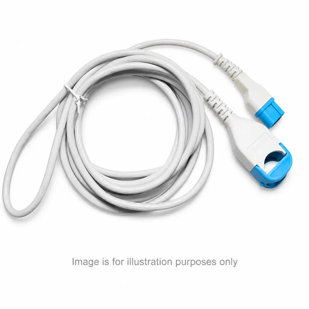 Masimo lncs to spacelabs spo2 extension cable adapter set refurbished with white and blue coiled spo2 extension cable