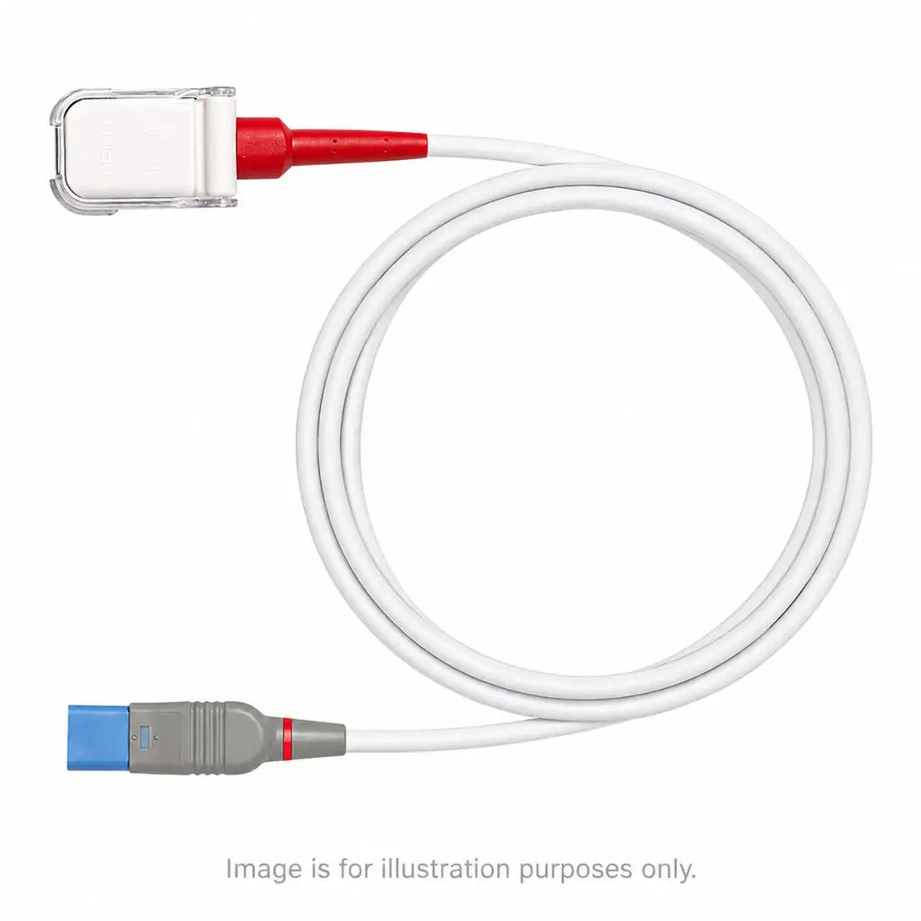 Masimo red lncs refurbished spo2 patient cable set with white cable red and blue connectors and clear plastic housing