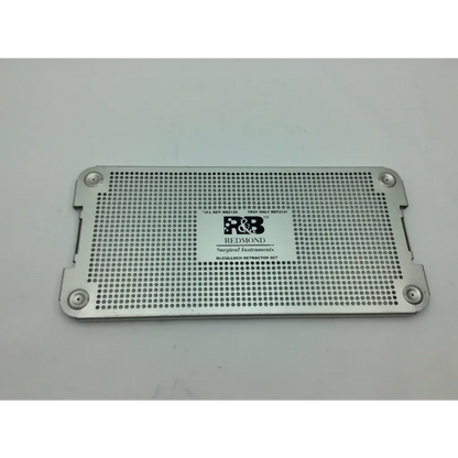 Silver metallic perforated surgical tray made of stainless steel for mcculloch retractor instrument tray use