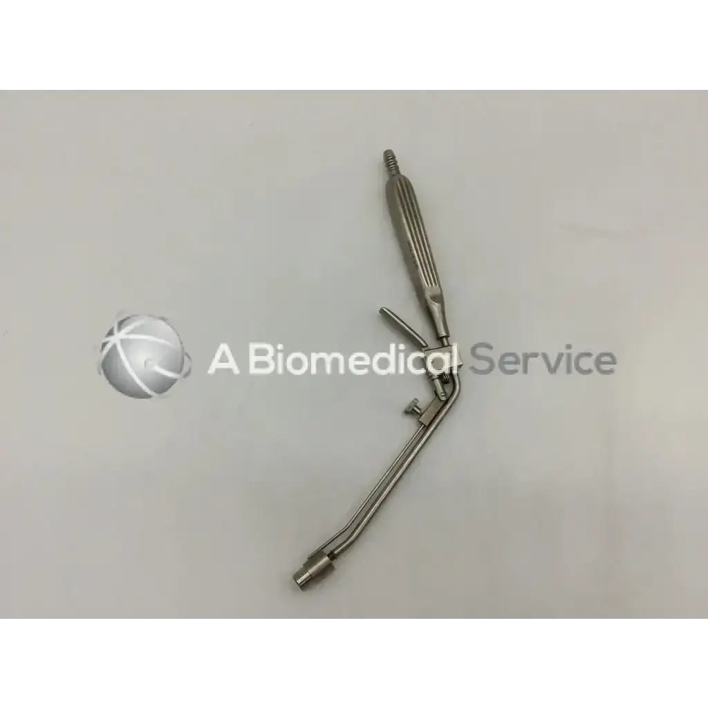 A sleek metallic hemorrhoid ligator ad5-60 with textured handle and articulated joints for precise ligation