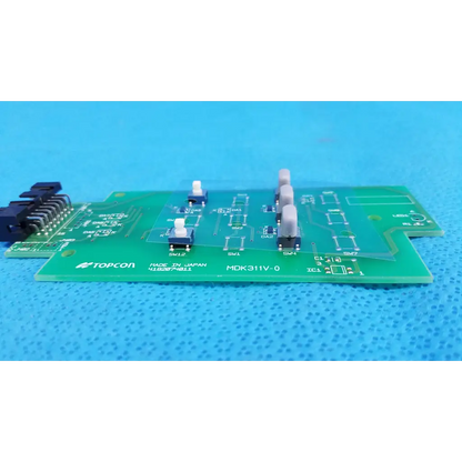 Green control panel button switch circuit board labeled topcon made in japan mdk311v-0 for retinal camera