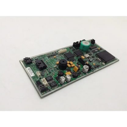 Green printed circuit board with black yellow and silver components for medfusion 100075162945 syringe pump main board pump main board