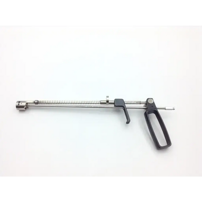 Sleek metallic surgical instrument with black ergonomic handle and adjustable spring by medical horizon instrument germany set
