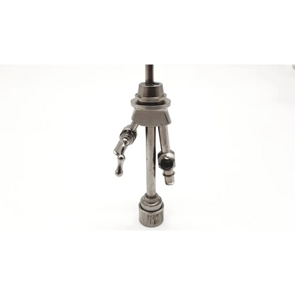 Silver metallic surgical instrument with central shaft and adjustable knobs medical horizons da24-46 18-2311
