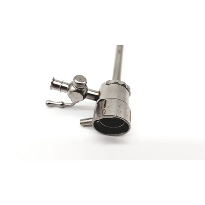 Stainless steel medical horizons endoscope da24-47 with cylindrical body, threaded connections, and knurled adjustment knob