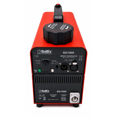 Red and black bullex sg1000 smoke generator with circular knob top for medical illumination sg1000 light source biomed certified