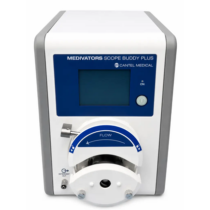 Medivators scope buddy plus sbp-1000 endoscope flushing aid with blue control panel and flow adjustment dial