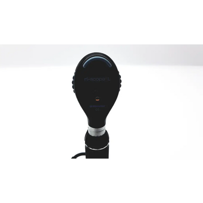 Black medline riester otoscope with sleek ergonomic design and silver accents in ophthalmoscope diagnostic desk set