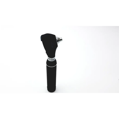 Black medline riester otoscope with sleek ergonomic handle and metallic tip from ophthalmoscope diagnostic desk set