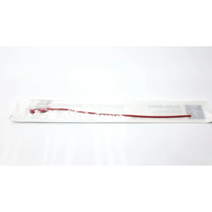 Red silicone medline urethral catheter dynd13512 in sterile packaging for urological use