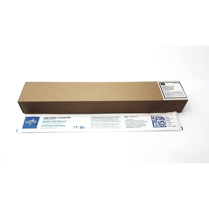 Sterile white-wrapped medline urethral catheter dynd13512 in packaging for medical use