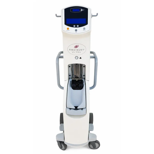 Medrad angiojet ultra system console 5000a white and gray device with digital display and mobile stand