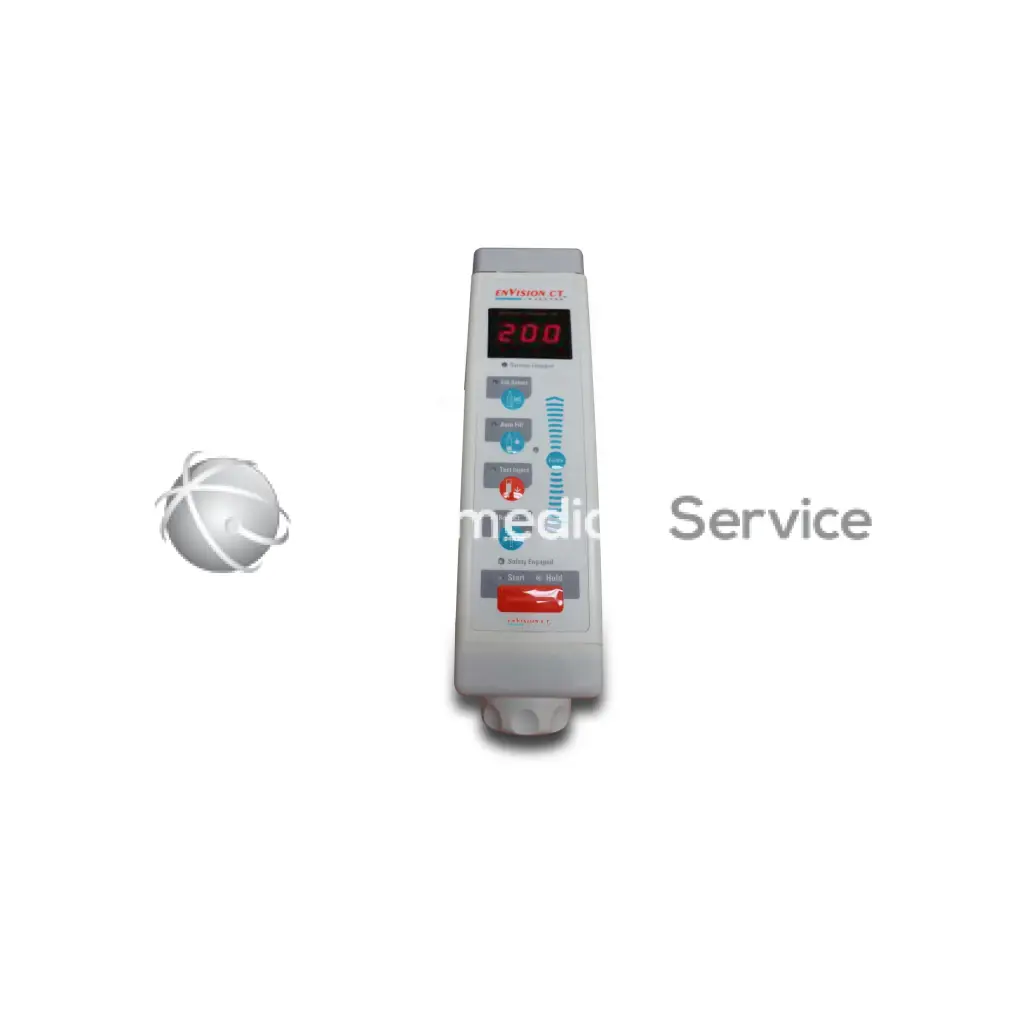Gray extension cl digital thermometer with red led display and blue buttons for medrad envision biomedical service equipment