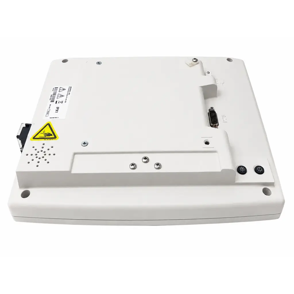 White rectangular medrad mark 7 biomed certified interventional injection system display module back panel with ports and screws