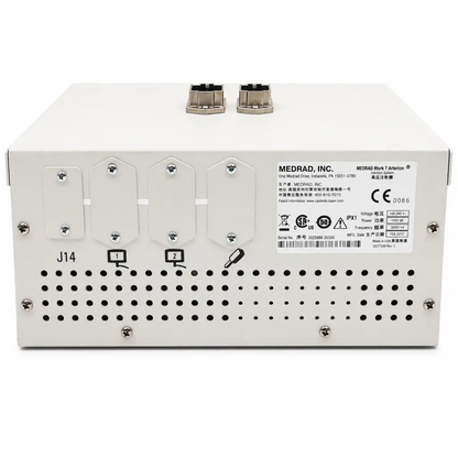 White medrad mark 7 interventional injection system module with metallic connectors and perforated ventilation panel biomed certified