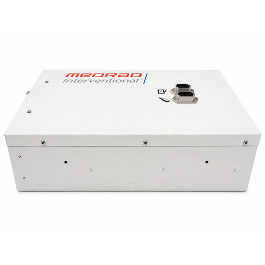 White rectangular medrad mark 7 interventional injection system module with metallic connectors
