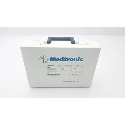White medtronic 5391 single chamber external pacemaker with gray handle and blue branding medical case