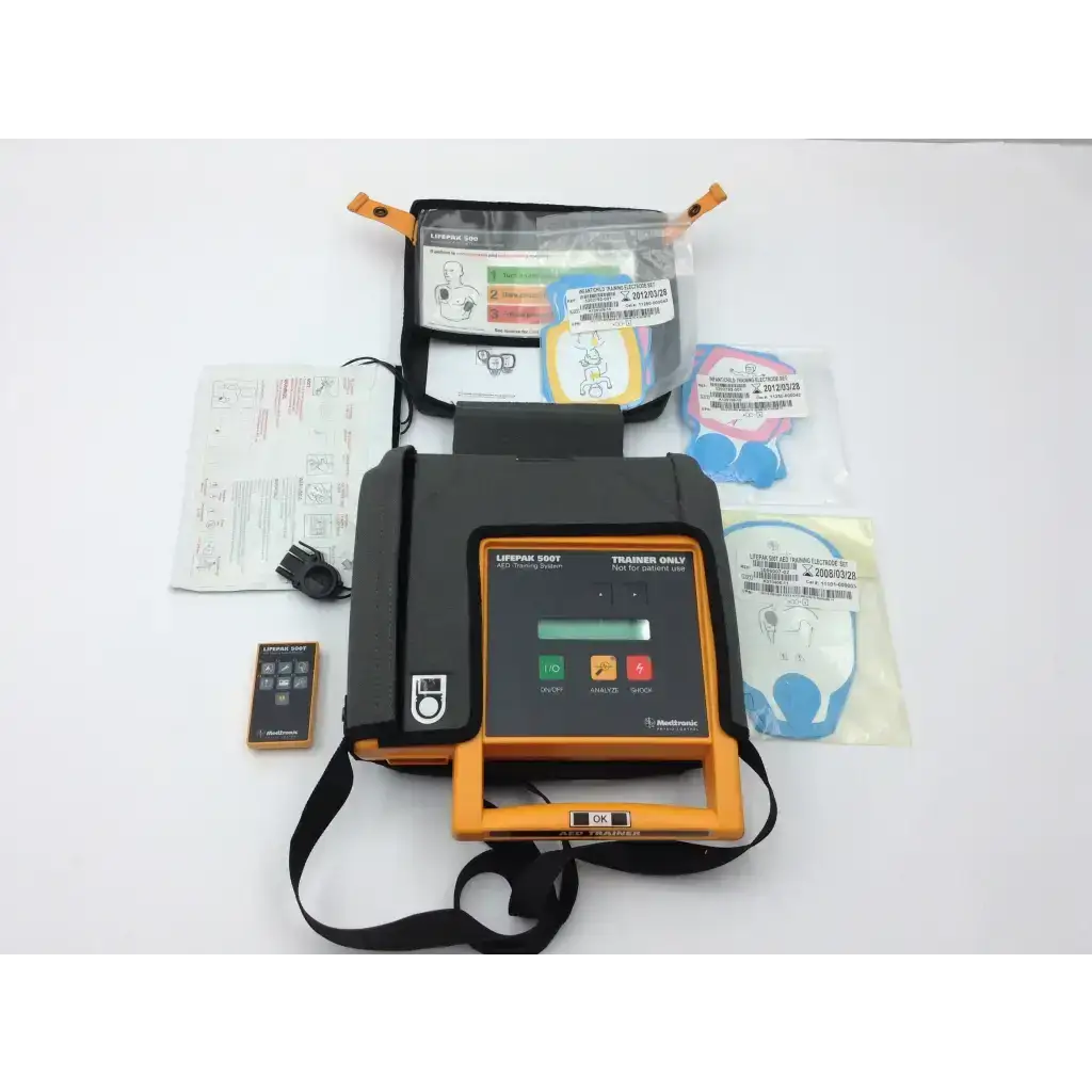 Medtronic lifepak 500t aed training system black and orange lifepak 300t defibrillator trainer with display and strap