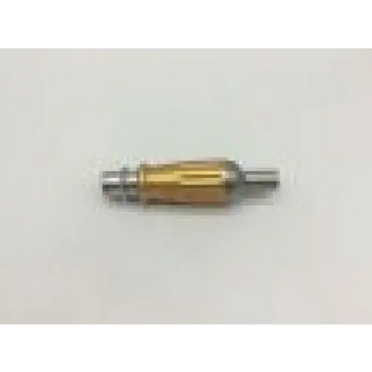 Gold and silver metallic cylindrical medtronic midas rex ad03 perforator driver with textured central section for 1000 rpm use
