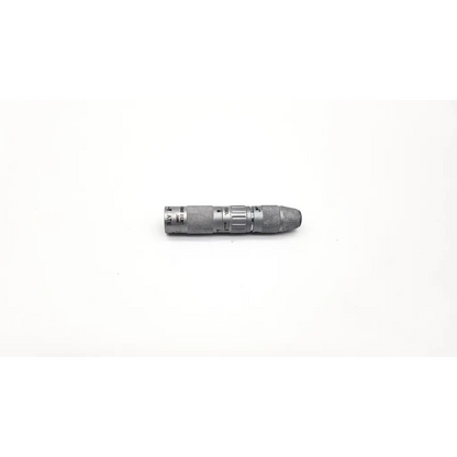 Silver-colored metal micrometer with textured grip and engraved markings for medtronic midas rex legend at10 telescoping attachment