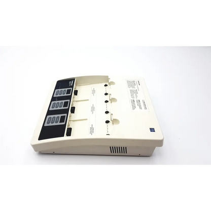 Cream-colored plastic dental handpiece with black control panel and knobs for medtronic physio-control battery support system