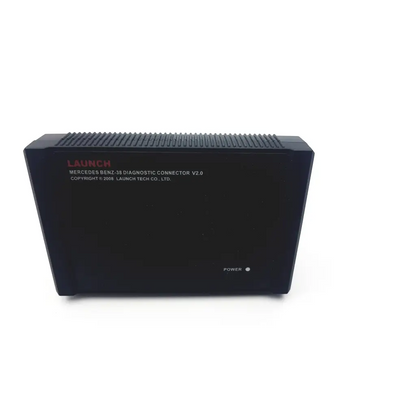Black plastic mercedes benz-38 diagnostic connector v2.0 with textured top surface and red branding text on side