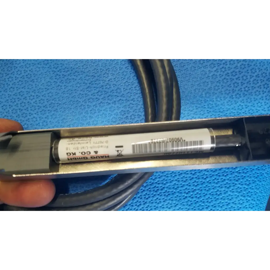 Silver metal linear encoder with white label and barcode in metallic casing for mettler toledo haug static eliminator bar system