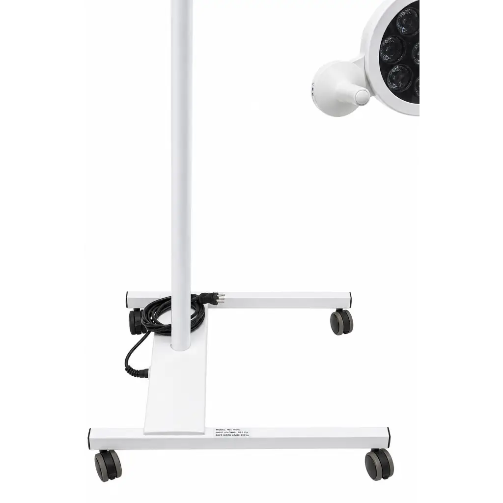 White mi550 led medical exam light with circular head and multiple leds on a rolling stand