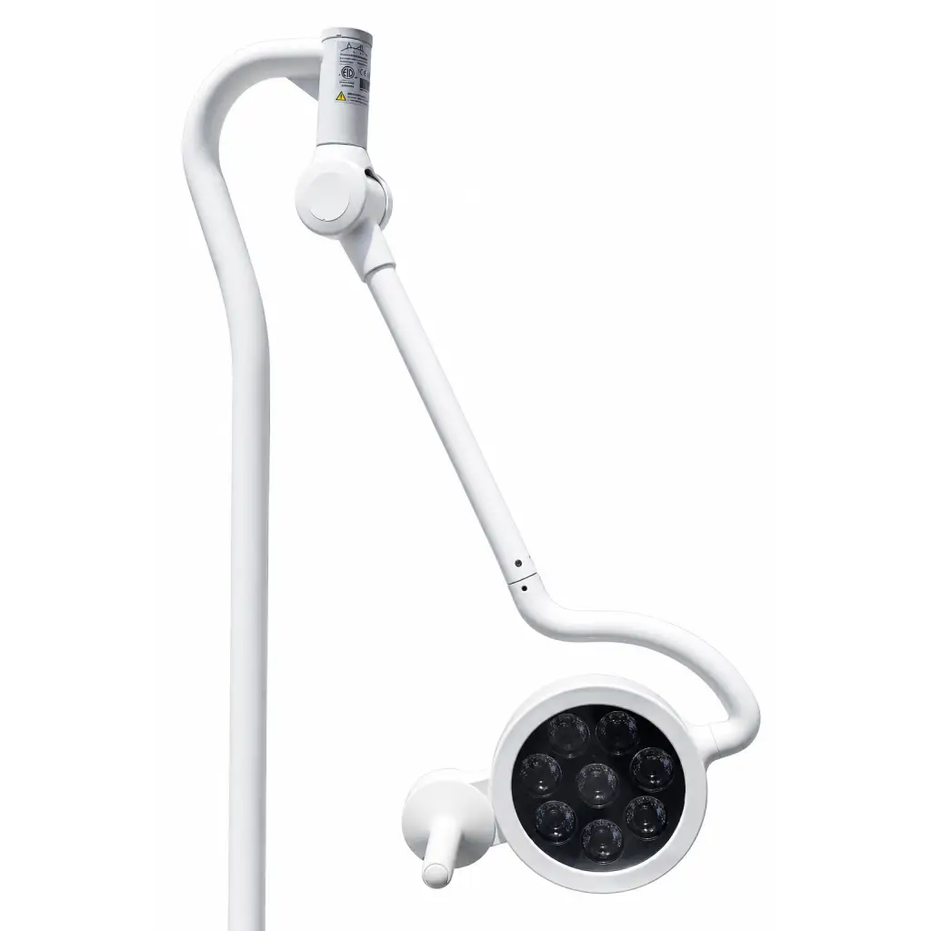 White adjustable mi550 led medical exam light with nine led bulbs on rolling stand