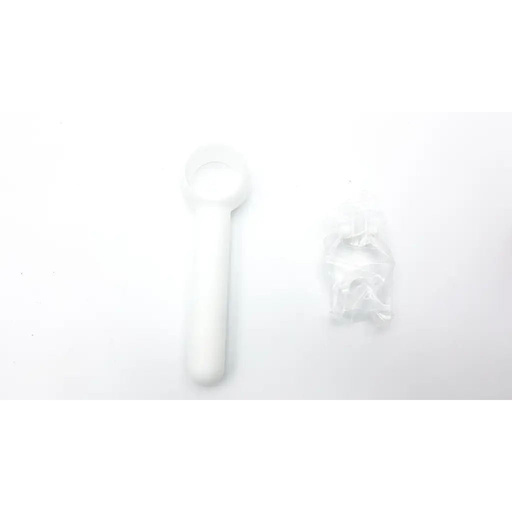 White plastic spoon with rounded handle and circular head for micro direct microlab spida 5 portable spirometer use